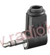 Vidlice 3,5 mm stereo , kabelová , úhlová , plastová , černá
