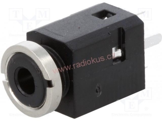 Zásuvka 3,5 mm stereo , panelová , s maticí , plastová , letovací , vypínací kontakt