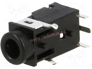 Zásuvka 3,5 mm 4 pin , panelová , plastová , do DPS ,