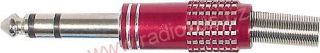 Vidlice 6,3 mm stereo , kabelová , přímá , kovová , červená , typ 2