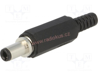 Napájecí konektor 5,0 x 2,1 mm x 14mm, přímý , plastový , černý , letovací