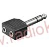 Redukce 2 x jack 3,5mm stereo zásuvka / jack 6,3mm stereo vidlice , přímá