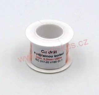 Měděný drát s pájitelnou izolací 0,2mm , 250m cívka