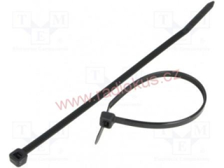 Stahovací pásek PVC 3,6 x 200 mm , černý , 100 ks