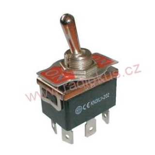 Páčkový přepínač dvojitý , 10A / 250V , aretovaný