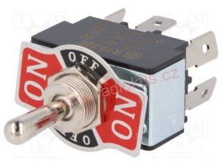 Páčkový přepínač dvojitý s mezipolohou , 10A / 250V , nearetovaný