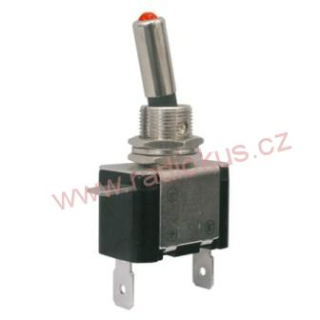 Páčkový spínač jednoduchý , 20A / 12V , LED červená , aretovaný