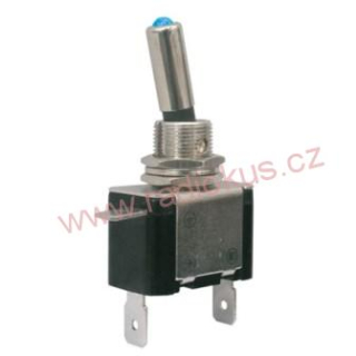 Páčkový spínač jednoduchý , 20A / 12V , LED modrá , aretovaný