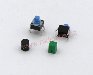 Mikrospínač do DPS , 6x6mm , 7,0mm + hmatník zelený hranatý