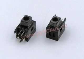 Mikrospínač do DPS úhlový s LED , 10x13mm , 15mm , černý , LED červená