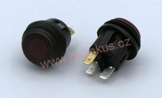 Spínač tlačítkový ON - OFF , s LED 12V, červený , 20A/12V 