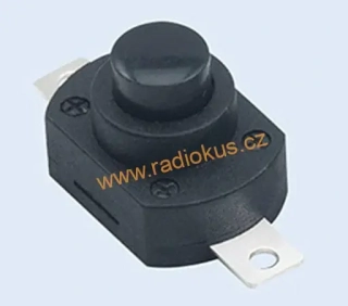 Spínač tlačítkový ON - OFF s aretací , 6A/250V , černý kulatý