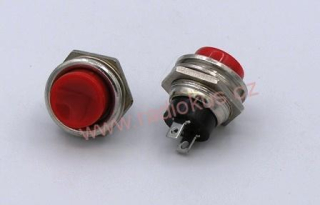 Spínač tlačítkový OFF - ( ON ) , červený , 3A/125V , kov