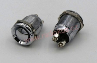 Spínač tlačítkový OFF - ( ON ) bez aretace, kovový , 2A/250V , Antivandal provedení , vypouklý hmatník zapuštěný