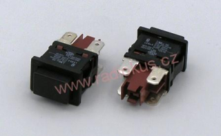 Spínač tlačítkový OFF - ( ON ) , 10A/250V , černý hranatý