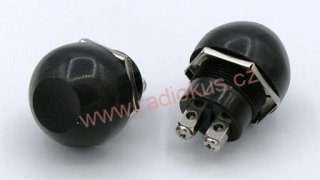 Spínač tlačítkový OFF - ( ON ) , 10A/12V , černý kulatý s gumou