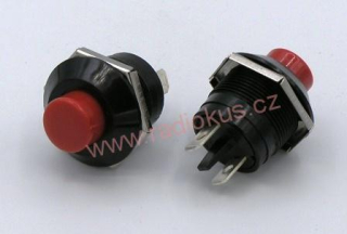 Spínač tlačítkový OFF - ( ON ) bez aretace , 10A/12V , červený kulatý