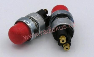 Spínač tlačítkový OFF - ( ON ) , 60A/12V , červený kulatý s gumou