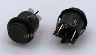Spínač tlačítkový OFF - ( ON ) , 16A/250V , černý kulatý 