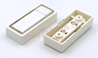 Zvonkový spínač tlačítkový OFF - ( ON ) , bílý , 1A/12V , plast , boční