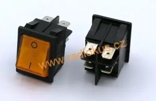 Kolébkový spínač 16A / 250V , oranžový , 25 x 32 mm , aretovaný