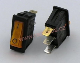 Kolébkový spínač 16A / 250V , oranžový , 14 x 32 mm , aretovaný