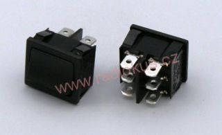 Kolébkový spínač 6A / 250V , černý , 24 x 21 mm , aretovaný