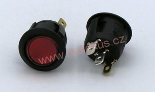 Kolébkový spínač 20A / 12V , červený , 24 mm , aretovaný