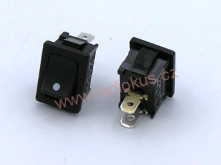 Kolébkový spínač 10A / 250V , černý , 15 x 21 mm , nearetovaný