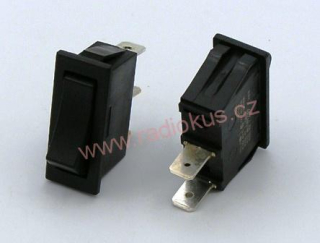 Kolébkový spínač 10A / 250V , černý , 14 x 32 mm , nearetovaný