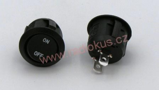 Kolébkový spínač 6A / 250V , černý , 24 mm , aretovaný