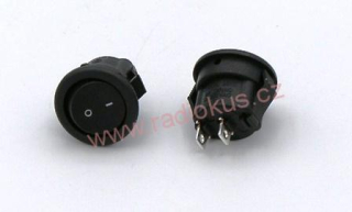 Kolébkový spínač 3A / 250V , černý , 16 mm , aretovaný