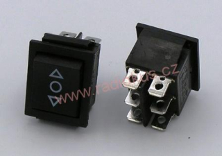 Kolébkový spínač 10A / 250V , černý , 25 x 31 mm , s mezipolohou bez aretace