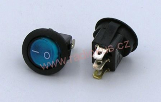 Kolébkový spínač 6A / 250V , modrý , 24 mm , aretovaný