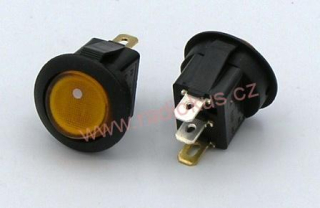 Kolébkový spínač 6A / 250V , oranžový , 24 mm , aretovaný