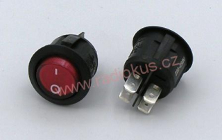 Kolébkový spínač 10A / 250V , červený , 24 mm , aretovaný