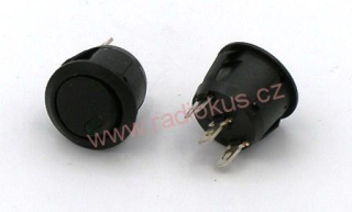 Kolébkový spínač 20A / 12V , černý , 24 mm , s LED indikací , nearetovaný