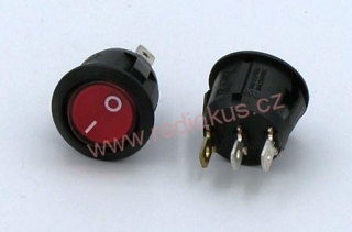Kolébkový spínač 6A / 250V , červený , 24 mm , nearetovaný