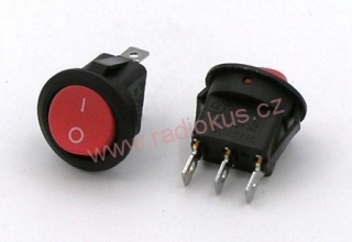 Kolébkový spínač 6A / 250V , červený , 24 mm , aretovaný