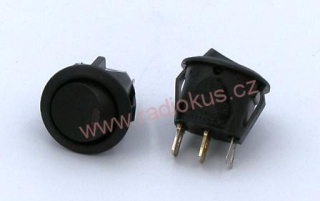 Kolébkový spínač 10A / 250V , černý , 24 mm , s LED indikací , aretovaný