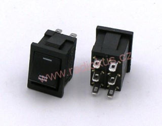 Kolébkový přepínač 3A / 250V , černý , 15 x 21 mm , aretovaný