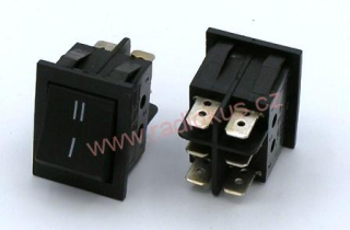 Kolébkový spínač 16A / 250V , černý , 25 x 32 mm ,aretovaný