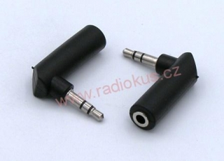Redukce 3,5 mm stereo zásuvka / jack 3,5mm stereo vidlice , úhlová