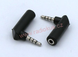 Redukce 3,5 mm 4pin zásuvka / jack 3,5mm 4pin vidlice , úhlová