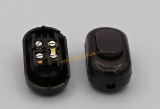 Kabelový spínač jednoduchý , 0,5A/250V , kolébkový , hnědý