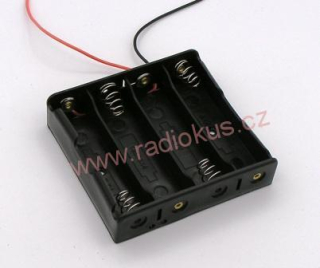 Držák 4 x 18650 plastový , vodiče