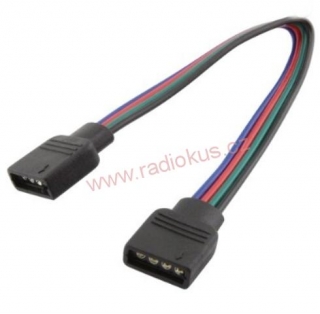 Spojka kabelová pro LED pásky RGB s konektory RM 2,54 - 4p 2x zásuvka vodič 15cm plochý