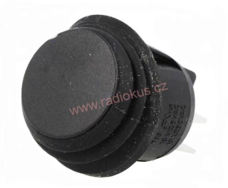 Kolébkový spínač 10A / 250V , černý , 24 mm , aretovaný , dvojitý , gumová krytka