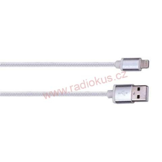 Kabel USB 2.0 A konektor - Iphone Lightning konektor, silikonový , bílý, 2m