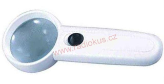 Lupa s osvětlením LED,průměr 50mm , zvětšení 5x , napájení 3xAAA